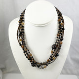 Chico's Multi Strand Black & Gold Beaded Necklace