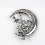 Silver Celestial Brooch With Cherubs Vintage