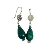 Chrysocolla Gemstone & Sterling Dangle Earrings