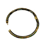 Gold Cloisonne Floral Bangle Bracelet Hinged