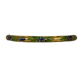 Gold Cloisonne Floral Bangle Bracelet Hinged