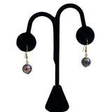 Blue Cloisonne Floral Gold Earrings