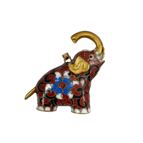 Large Cloisonne Elephant Pendant 3D Vintage Chinese