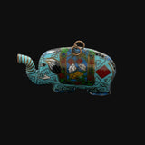 Large Blue Cloisonne Elephant Pendant Vintage Chinese