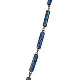 Blue Cloisonne Enamel Tubes Beaded Necklace Vintage Chinese