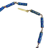 Blue Cloisonne Enamel Tubes Beaded Necklace Vintage Chinese