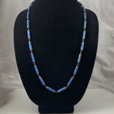 Blue Cloisonne Enamel Tubes Beaded Necklace Vintage Chinese