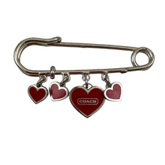 Vintage COACH Red Heart Kilt Safety Pin Hangtag Purse Bag Charm