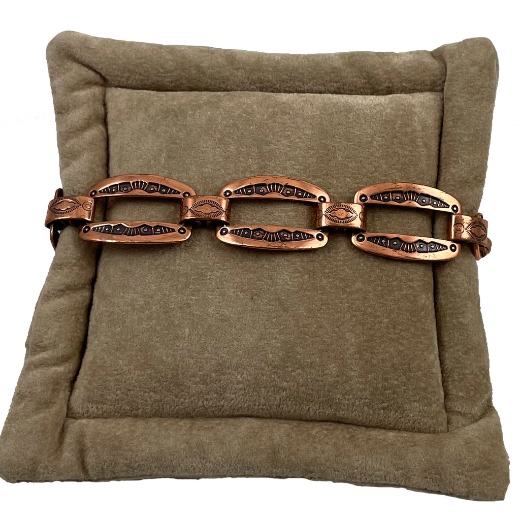 Copper Southwestern Link Bracelet Vintage 1950's