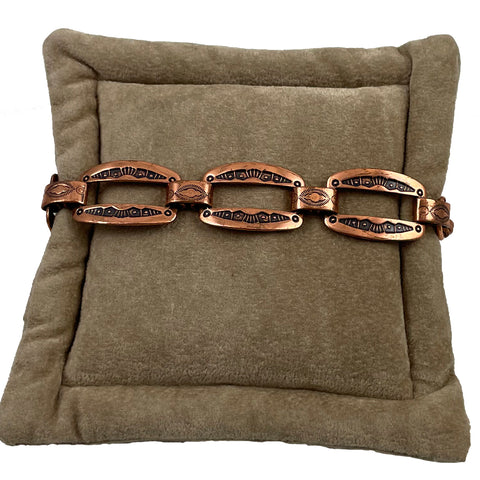 Copper Southwestern Link Bracelet Vintage 1950's