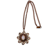 Vintage Copper & Opal Glass Necklace Earring Set 1950's