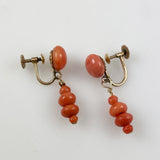 Antique coral salmon gold earrings