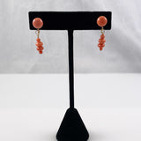 Antique coral salmon gold earrings