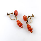 Victorian Salmon Coral 10K Gold Earrings