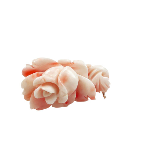 Carved Pink Coral Flower Enhancer Twister Clasp