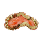 Carved Pink Coral Flower Triple Strand Enhancer