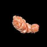 Carved Pink Coral Flower Triple Strand Enhancer