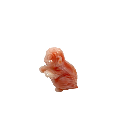 Carved Angel Skin Coral Monkey Pendant Bead