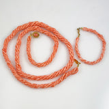 Vintage Salmon Pink Coral Necklace & Bracelet