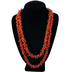 Extra Long Orange Branch Coral Necklace 54 inches