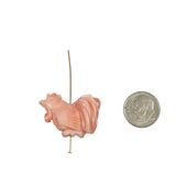 Carved Coral Rooster Pendant Bead 