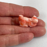 Carved Pink Coral Squirrel Pendant Japanese Bead