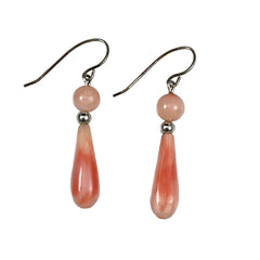 Genuine Pink Coral & Sterling Silver Drop Earrings
