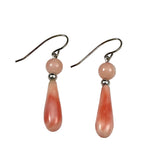 Genuine Pink Coral & Sterling Silver Drop Earrings