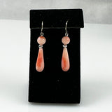 Genuine Pink Coral & Sterling Silver Drop Earrings