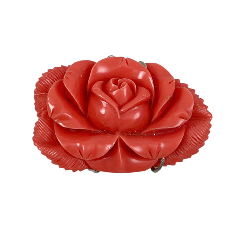 Large Coral Resin Rose Pendant