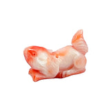 Carved Angel Skin Pink Coral Squirrel Pendant Bead