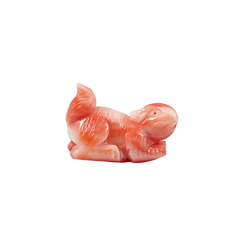 Carved Angel Skin Pink Coral Squirrel Pendant Bead Japanese