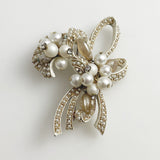 Coro White & Pearl Floral Brooch