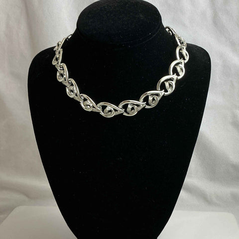 Coro Silver Choker Necklace Vintage 1950's
