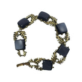 Coro Gray Moonglow Lucite and Gold Leaf Bracelet 1950's