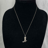 Sterling Silver Cowboy Boot Pendant Necklace