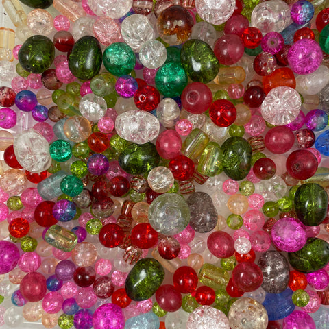 Vintage Colorful Crackle Glass Bead Mix