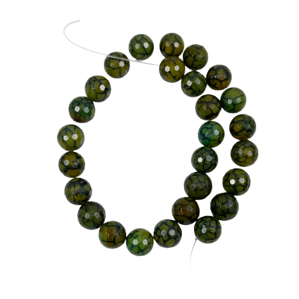 Green Crackle Dragon Fire Agate Round Beads 14mm