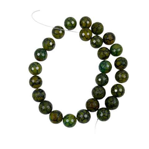 Green Crackle Dragon Fire Agate Round Beads 14mm