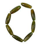 Green Crackle Dragon Fire Agate Beads Tubes
