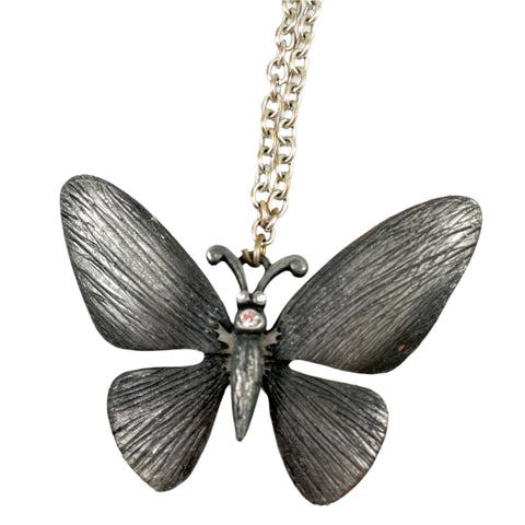 Craft Pewter Butterfly Necklace Vintage