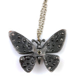 Craft Pewter Butterfly Necklace Vintage