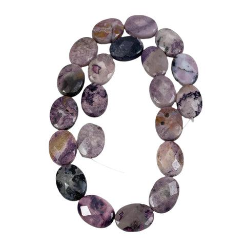 Purple Crazy Agate Faceted Oval Beads 20mm