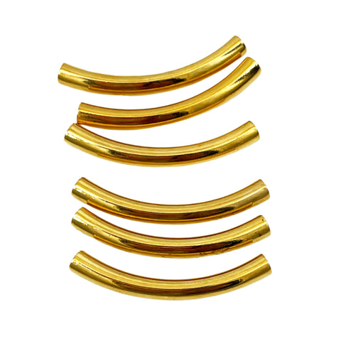 Gold Plated Curved Tube Beads