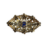 Art Deco Czech Filigree Pin Colorful Rhinestones Czechoslovakia