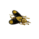 Gold & Black Damascene Insect Brooch Vintage