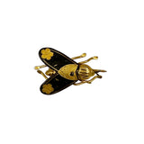 Gold & Black Damascene Insect Brooch Vintage