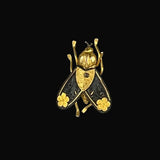 Gold & Black Damascene Insect Brooch Vintage