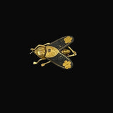 Gold & Black Damascene Insect Brooch Vintage