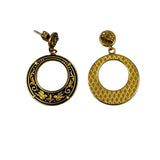 Damascene Gold Filled Hoop Earrings Vintage